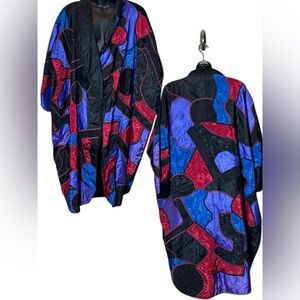 Vintage La Coleccion  Judith Robert’s art to wear stained glass Lagenlook jacket